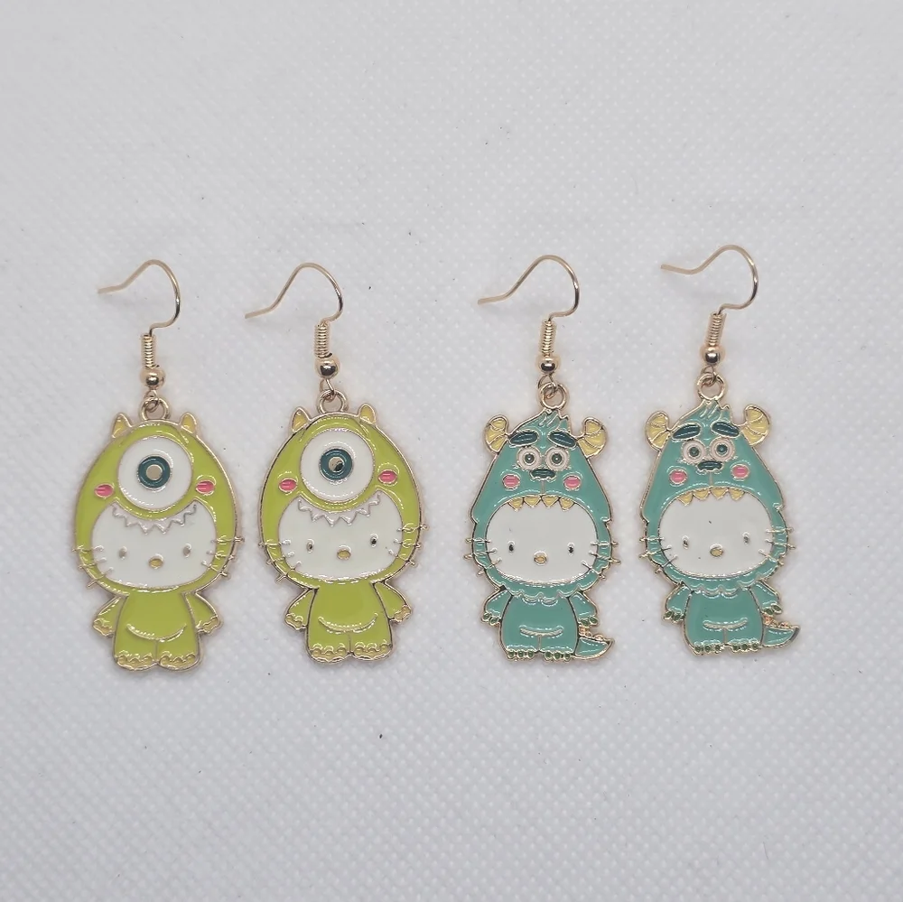 Hello Kitty Monsters Inc‎ Mike & Sully Earrings! Handmade & Hypoallergenic